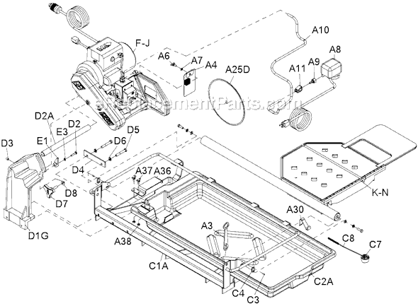 Page A Diagram and Parts List for MK-101PRO24  MK Diamond Tile Saw